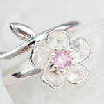Adjustable Silver Flower Ring