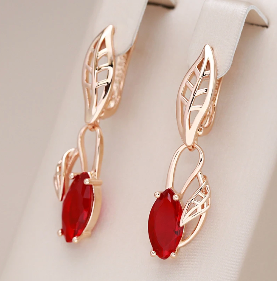 Elegant Dangling Red Crystal Earrings