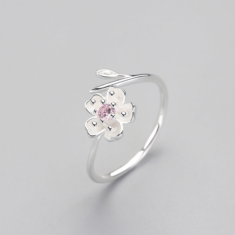 Adjustable Silver Flower Ring