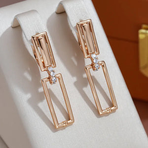 Elegant Hollow Rectangular Earrings in Gold