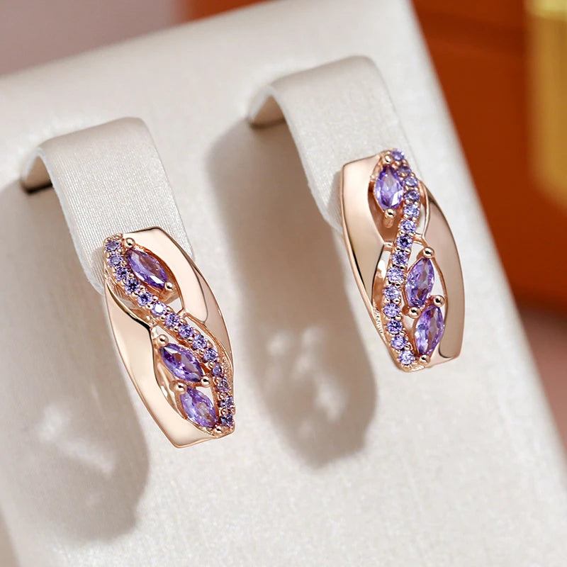Elegant Earrings with Purple Zirconia