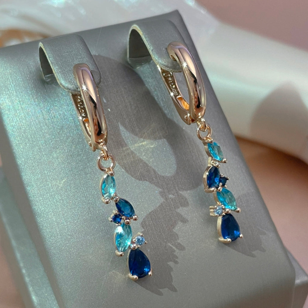 Blue Crystal Dangling Earrings