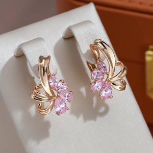 Elegant Rose Crystal Earrings in Gold