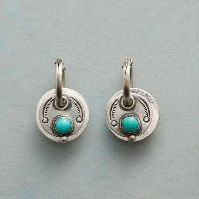 Silver Blue Opal Boho Earrings