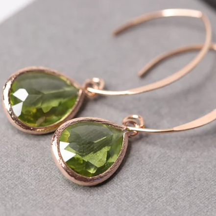 Green Olive Crystal Earrings