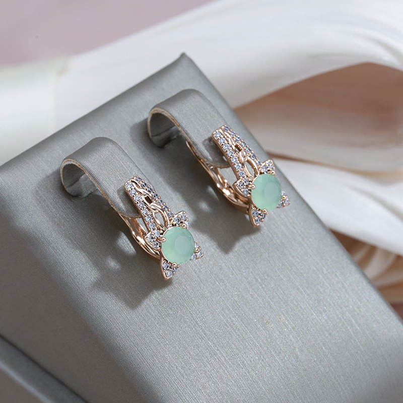 Elegant Green Crystal Flower Earrings