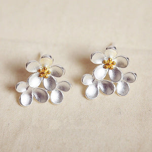 Precious Silver Flower Earrings