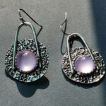 Boho earrings with purple stones in sterling silver