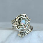 White Opal Spoon Adjustable Ring
