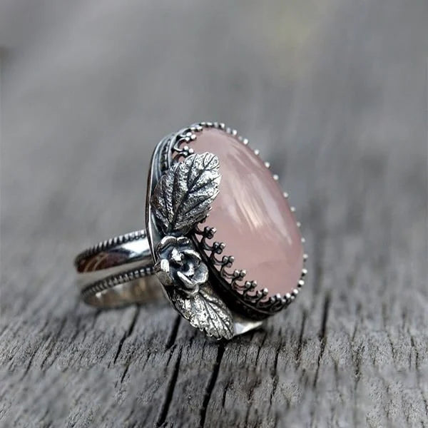 Retro Rose Pink Crystal Ring