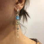 Blue Stone Cross Earrings