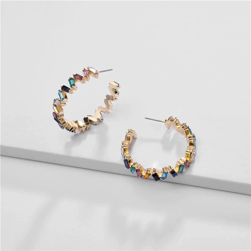 Multicolour Zirconia Earrings in Gold