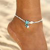 Star and Shell Anklet Bracelet with Natural Stones