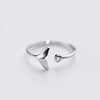 Dolphin tail ring in 925 sterling silver and zirconia adjustable