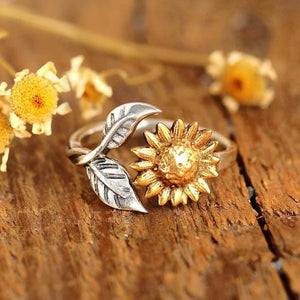 Adjustable Gold Sunflower Ring