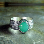 Carved Flower Emerald Ring