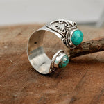 Adjustable Double Turquoise Surround Ring
