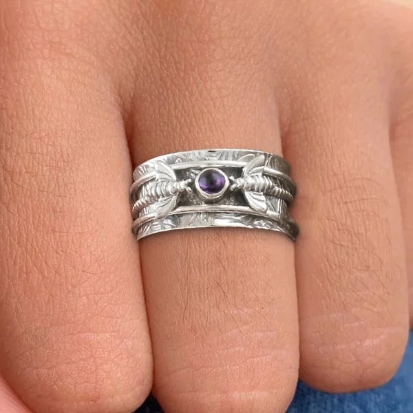Bee Purple Gemstone Meditation Ring