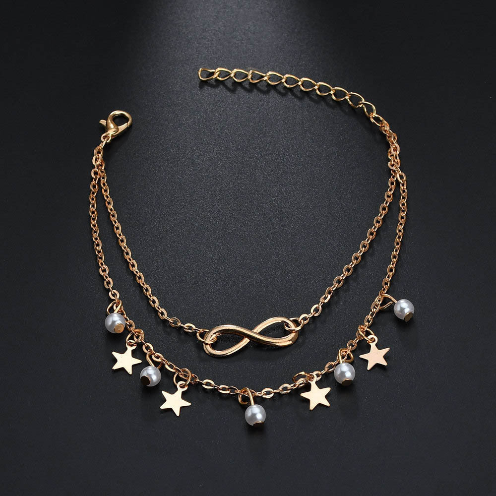 Infinity Anklet Bracelet + Pearls and Stars