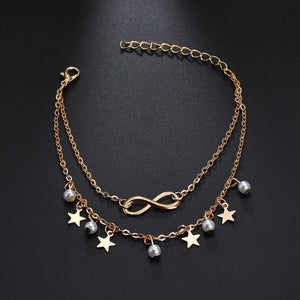 Infinity Anklet Bracelet + Pearls and Stars