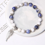 Feather Bracelet with Stones in Silver