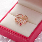 Adjustable Zirconia Ring with Ruby in Gold