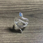 Snake Ring with Blue Zirconia in Silver