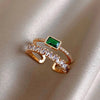 Adjustable Emerald Ring with Zirconia in Gold