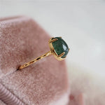 Green Water Drop Luxury Gold Ring