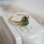 Green Water Drop Luxury Gold Ring