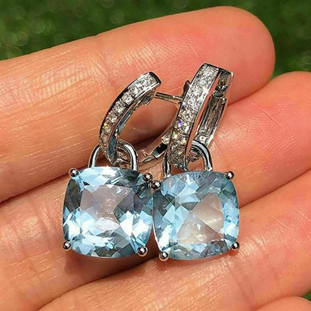 Blue Crystal Earrings in Silver