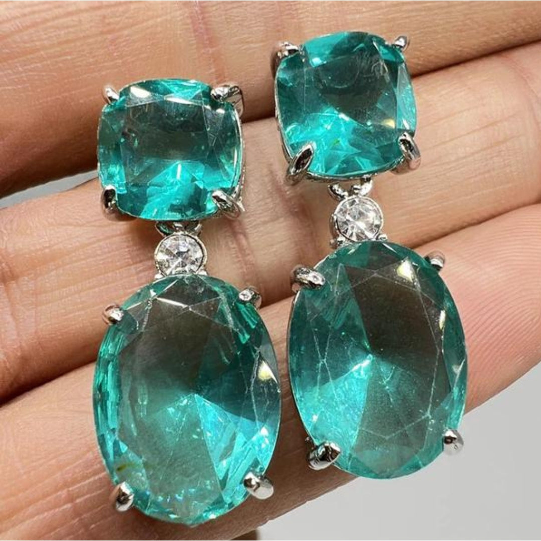 Sterling Silver Turquoise Crystal Boho Earrings