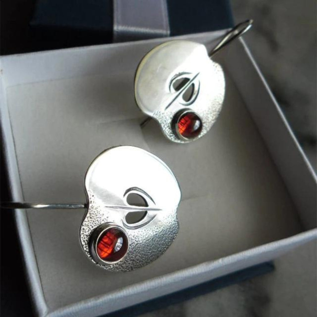 Red Zirconia Boho Earrings in Sterling Silver