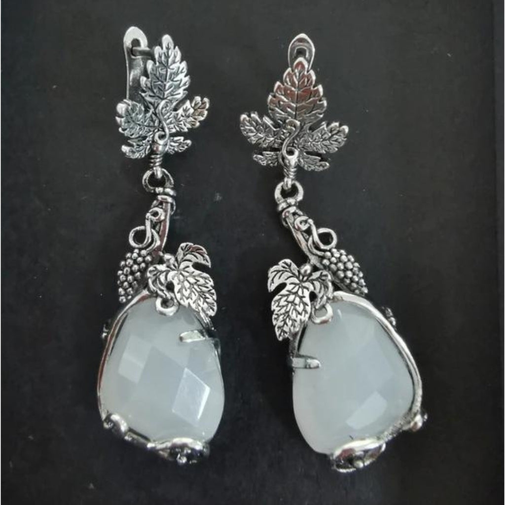 Silver Boho Grape Earrings