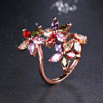 Petal Ring with Multicoloured Zirconia in Rose Gold