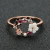 White Petal with Pearls and Zirconia Adjustable Ring in Rose Gold