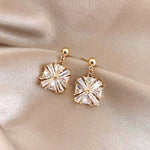 Small Square Zirconia Earrings in Gold