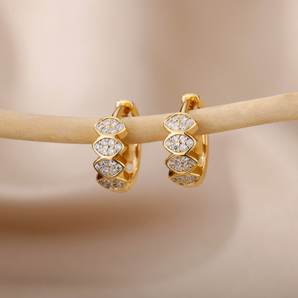 Earrings with Zirconia in Gold and Silver