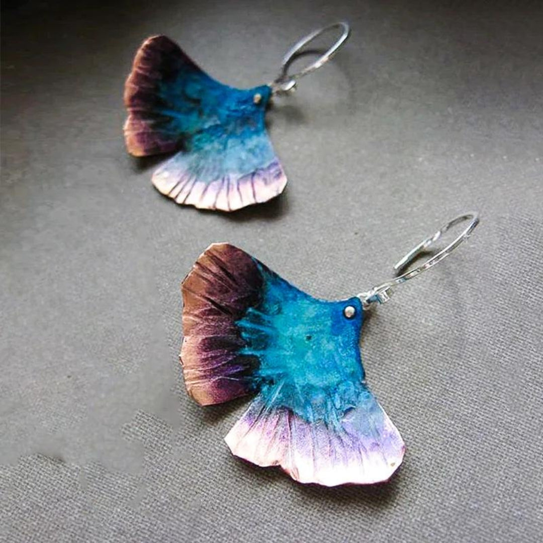 Blue butterfly boho earrings in sterling silver