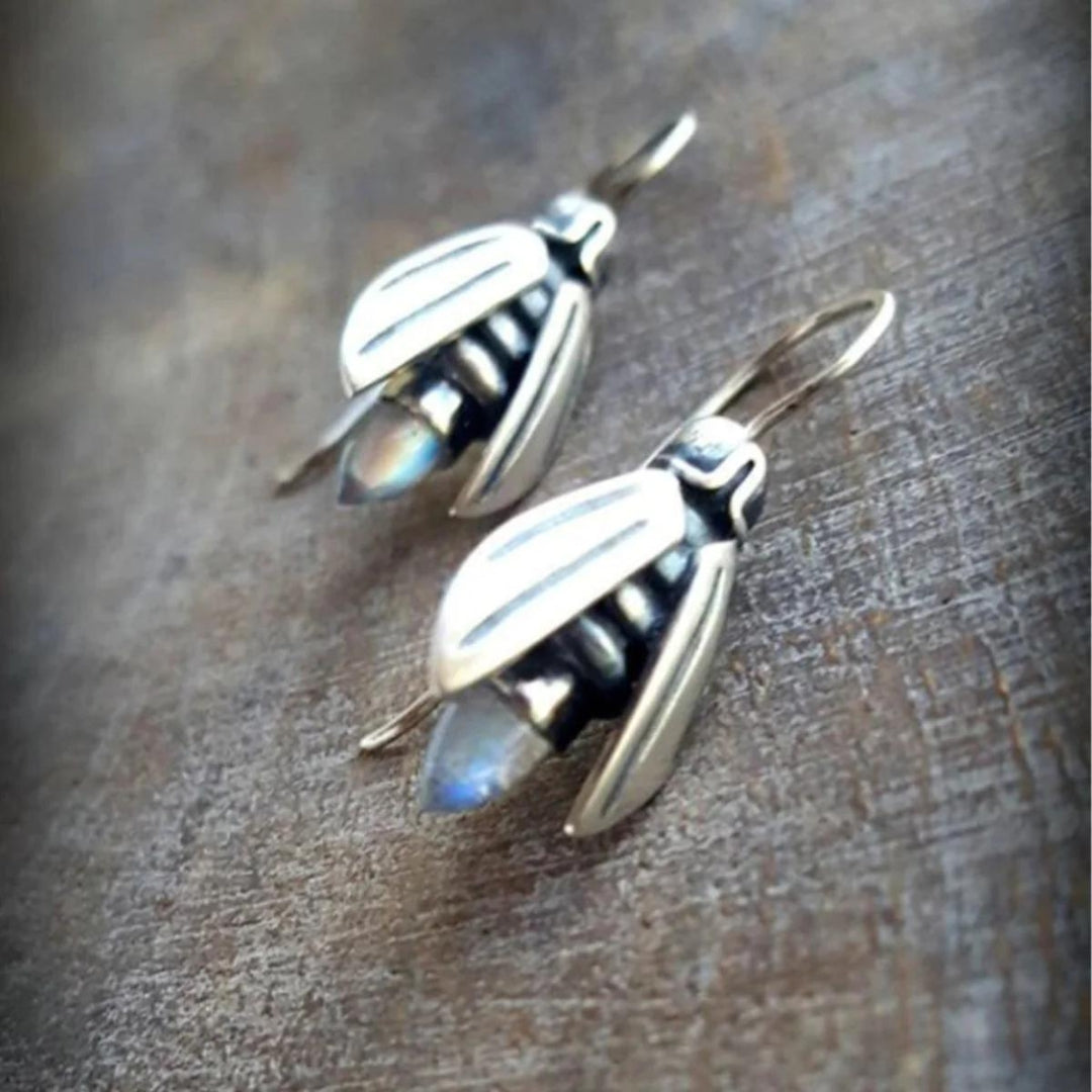 Boho bee earrings in silver