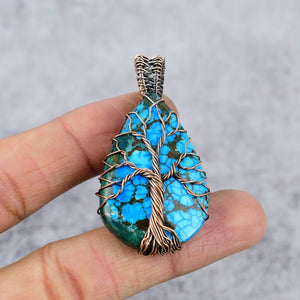 Blue Opal Tree Boho Earrings