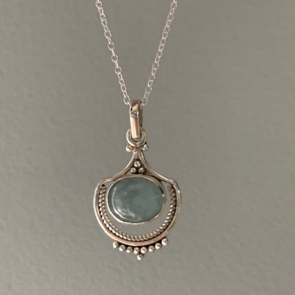 Boho Opal Necklace in Silver