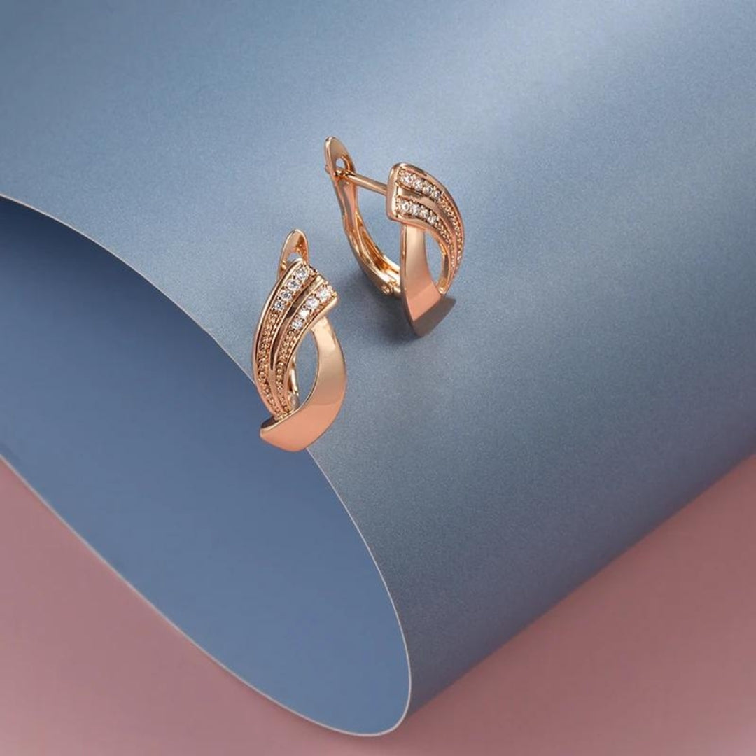 Elegant Earrings with Zirconia in Rose Gold