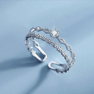 Adjustable Zirconia Ring in Silver