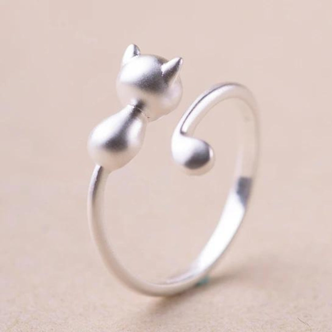 Adjustable Kitten Ring in 925 Sterling Silver
