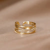 Luxury Adjustable Crossed Ring in Gold