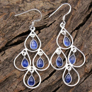 Blue Crystal Rain Earrings