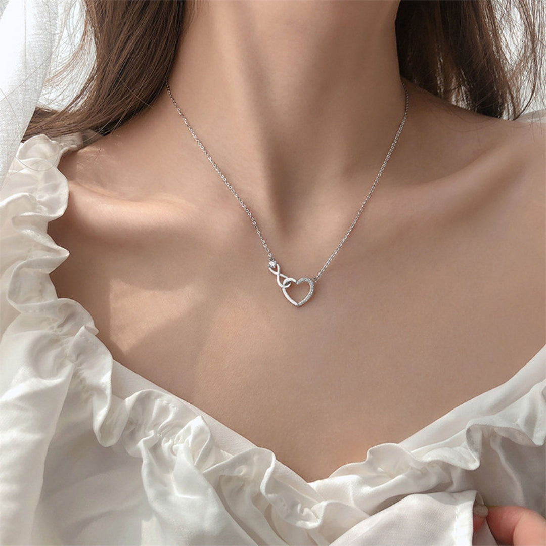 Silver Zirconia Heart Necklace