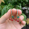 Cherry with Zirconia Earrings in Gold