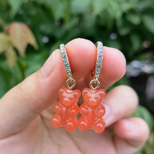 Gummy Bear Earrings with Zirconia in Gold